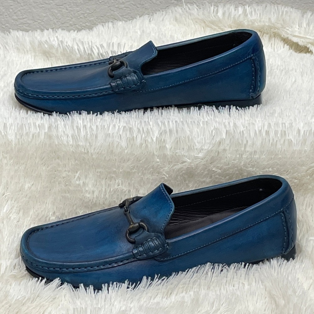 Vero Cuoio Italian Leather Loafers Mens 40 Blue Shoes‎ Old Money Quiet Luxury